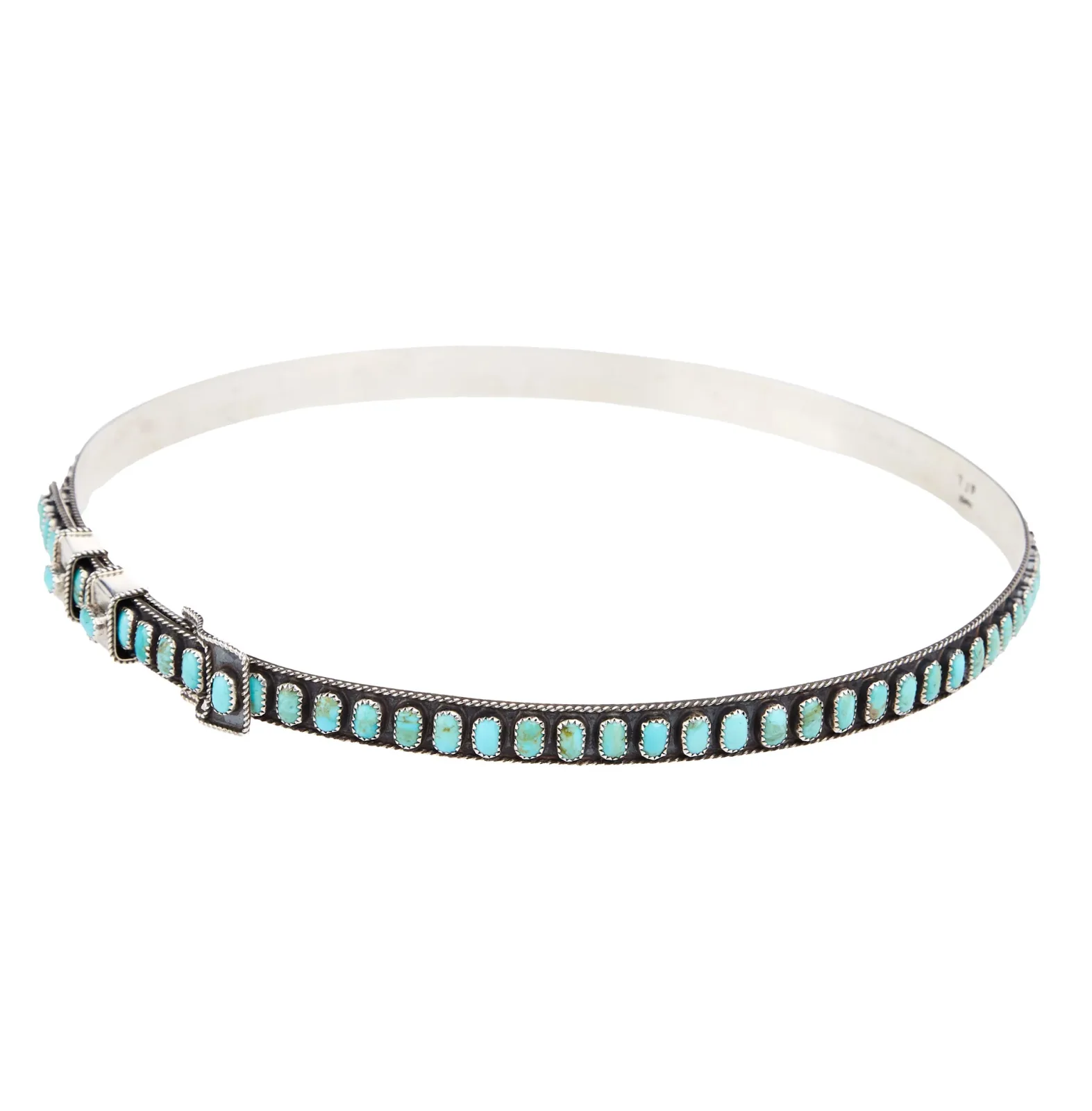NRS Sterling Silver and Authentic Turquoise Hat Band - Image 2