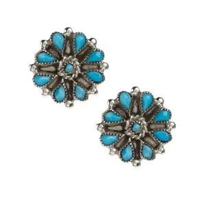 NRS Sterling Silver Flor Turquoise Cluster Earrings