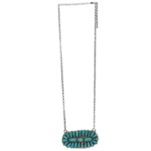 NRS Sterling Silver Ov Pendant Turquoise Stone Necklace