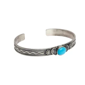 NRS Sterling Silver Single Turquoise Stone Cuff