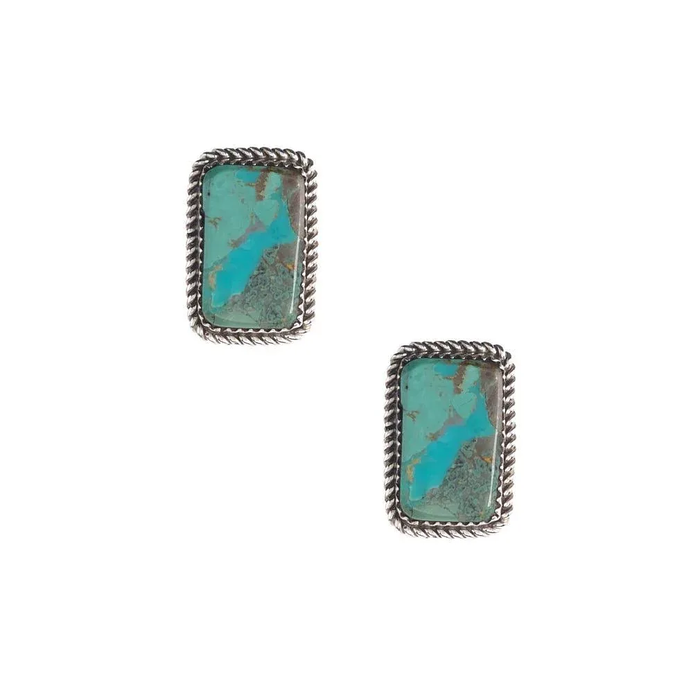 NRS Sterling & Turquoise Rectangle Post Earrings