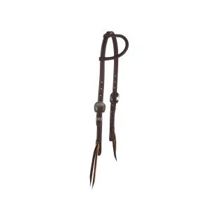 NRS TACK 3/4in Chocolate Roughout Single Ear Headstall with Floral Heel Buckles