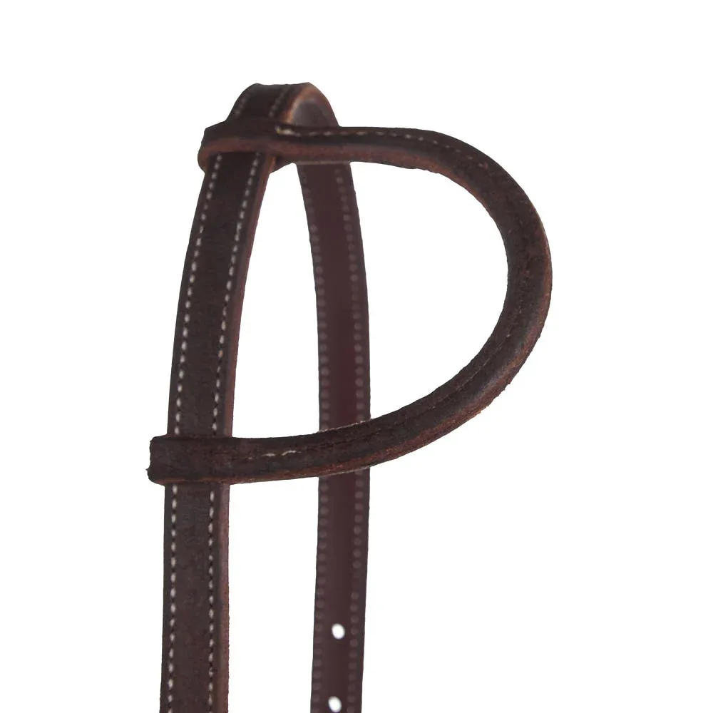 NRS TACK 3/4in Chocolate Roughout Single Ear Headstall with Floral Heel Buckles - Image 2