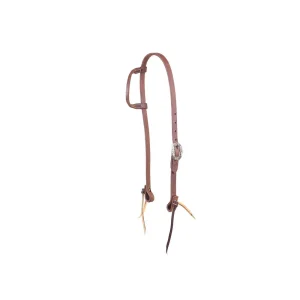NRS Tack 3/4in Indian Tan Oiled Floral Cart Buckle Single Ear Headstall