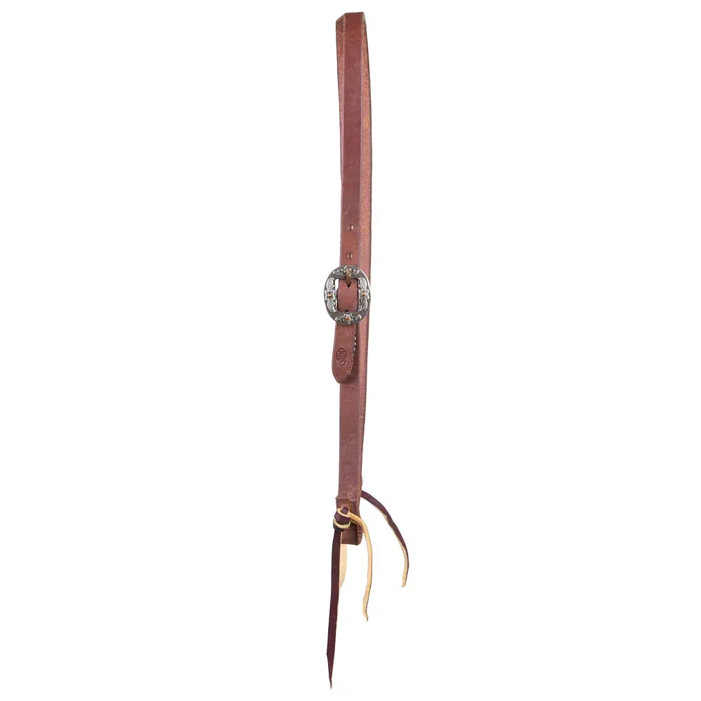 NRS Tack 3/4in Indian Tan Oiled Floral Cart Buckle Slit Ear Headstall - Image 2