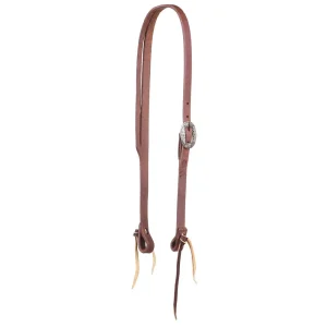 NRS Tack 3/4in Indian Tan Oiled Floral Cart Buckle Slit Ear Headstall