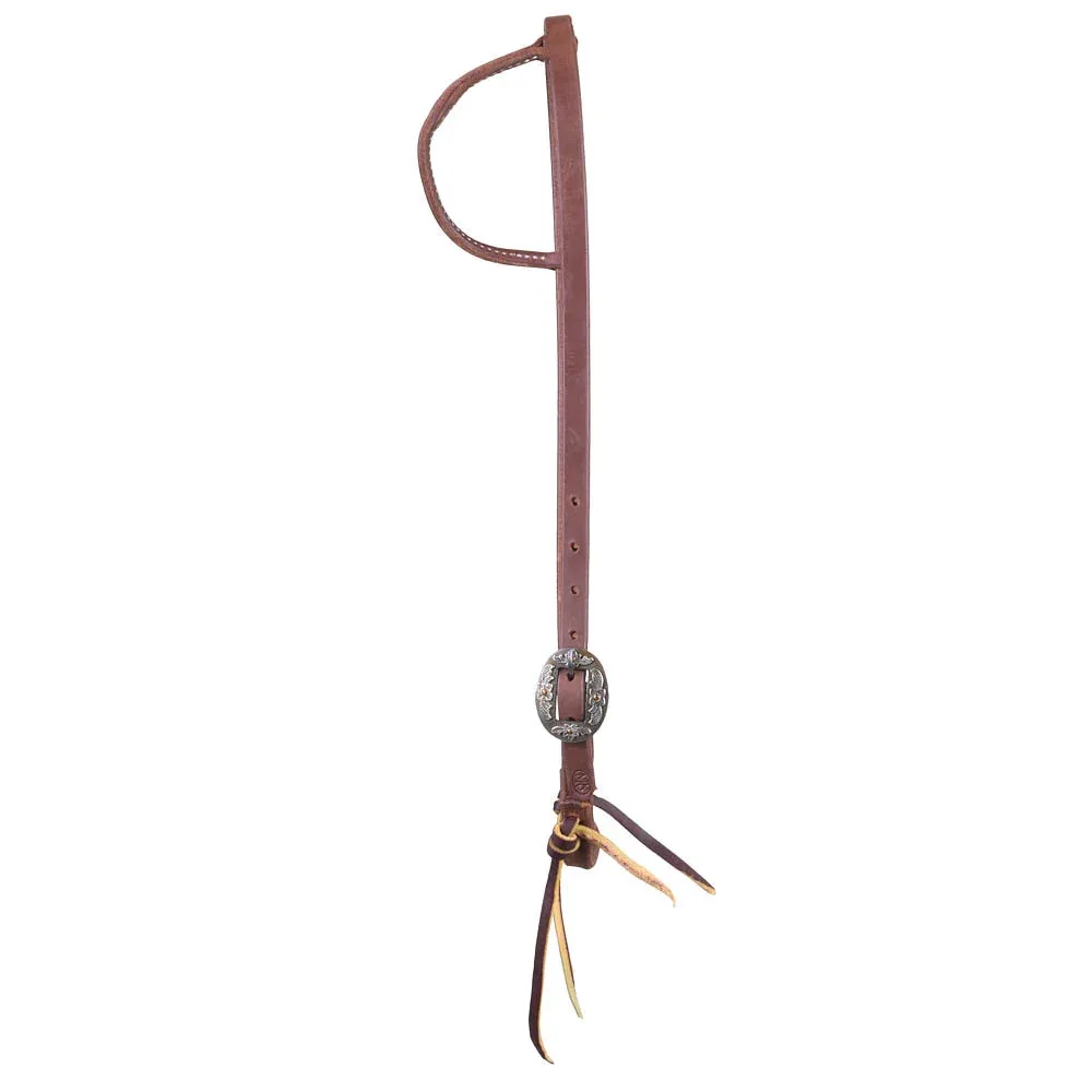 NRS Tack 5/8in Indian Tan Oiled Floral Cart Buckle Single Ear Headstall - Image 2