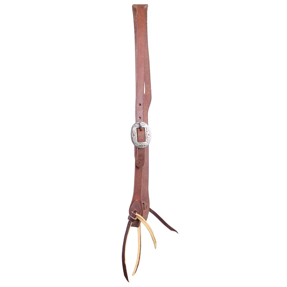 NRS TACK 5/8in Indian Tan Oiled Floral Cart Buckle Slot Ear Headstall - Image 2