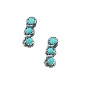 NRS Three Turquoise Stone Bar Earrings