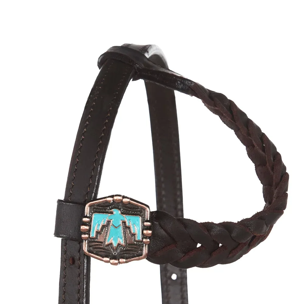 NRS Turquoise Thunderbird Braided Single Ear Headstall - Image 2