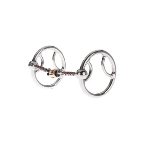 NRS Twisted Wire Copper Dog Bone Locked O Ring Snaffle Gag Bit
