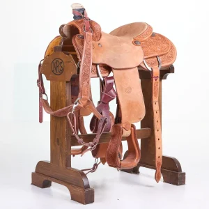NRS Used 14in1/2 Floral Tooled Team Roping Saddle