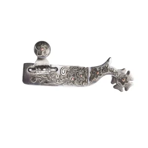 NRS Youth Silver Floral 1in Band Spurs