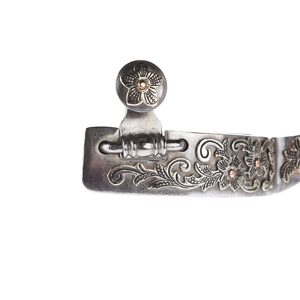 NRS Youth Silver Floral 1in Band Spurs - Image 2