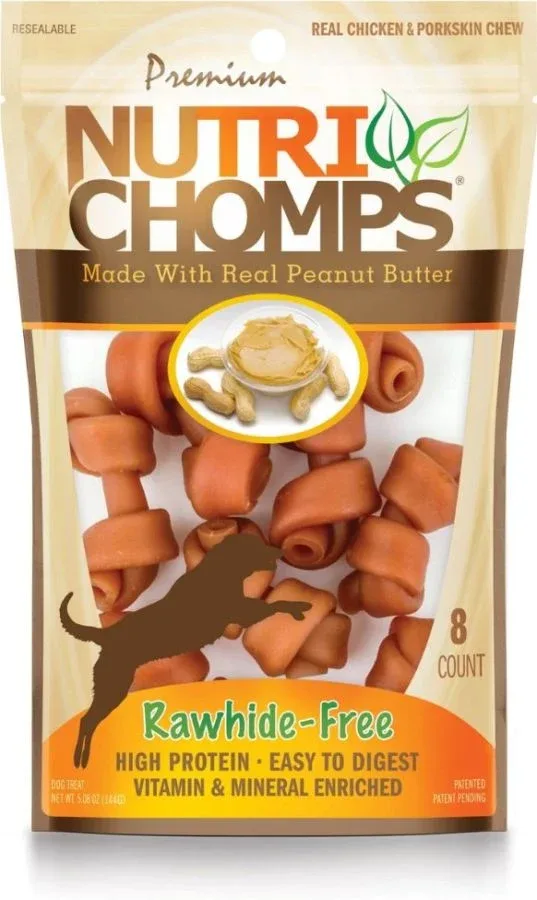 Nutri Chomps Chicken & Porkskin Mini Dog Chews w/Peanut Butter