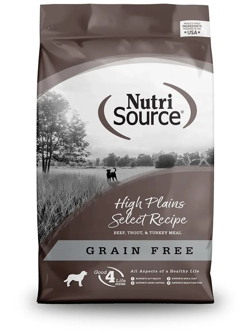 Nutrisource Grain Free High Plains Select Beef and Trout Dry Dog Food - 30 lb Bag