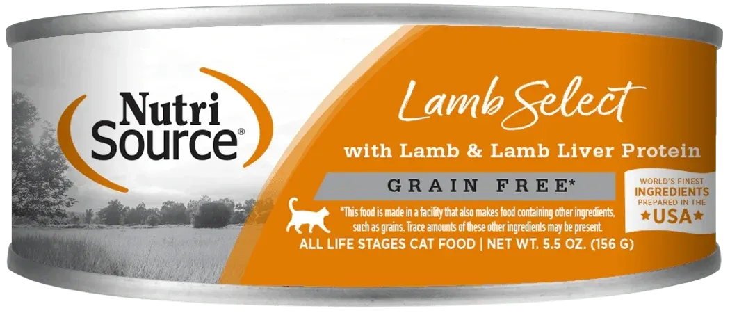 Nutrisource Grain Free Lamb & Lamb Liver Select Cat Canned Canned Cat Food - 5.5 oz - Case of 12