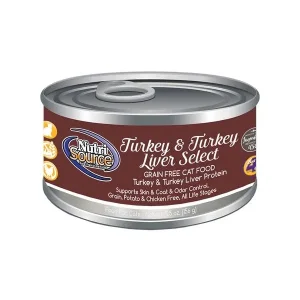Nutrisource Grain Free Turkey & Turkey Liver Select Cat Canned Canned Cat Food - 5.5 oz - Case of 12