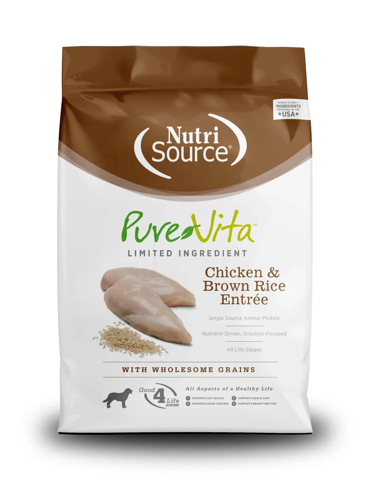 Nutrisource Pure Vita Chicken & Brown Rice Dry Dog Food - 15 lb Bag