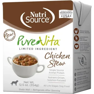 Nutrisource Pure Vita Chicken Stew Tetra Packs Wet Dog Food - 12.5 oz - Case of 12