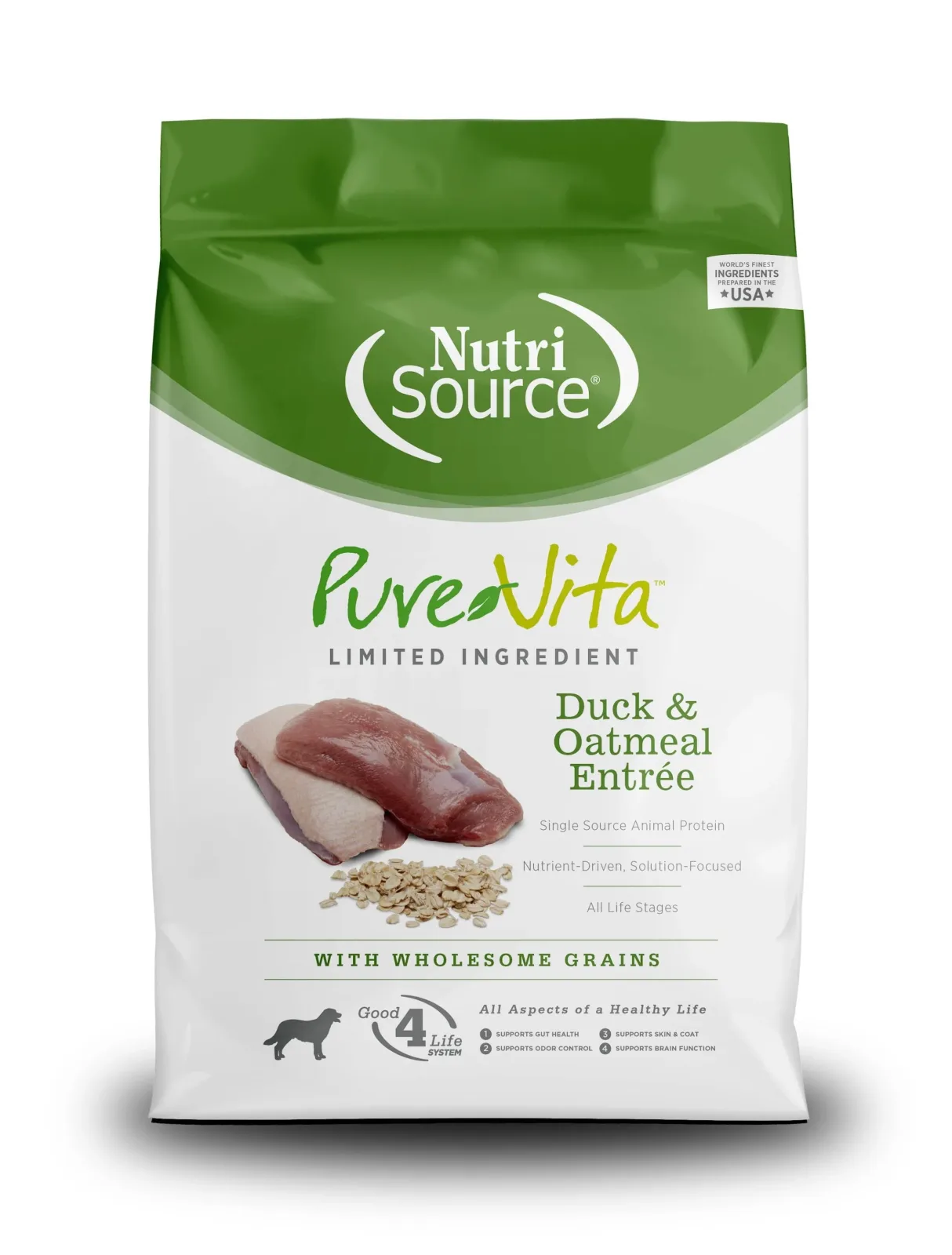 Nutrisource Pure Vita Duck & Oatmeal (8 per bale) Dry Dog Food - 5 lb Bag