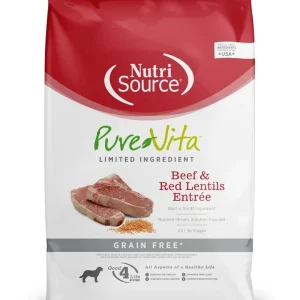 Nutrisource Pure Vita Grain Free Beef & Lentil Dry Dog Food - 15 lb Bag