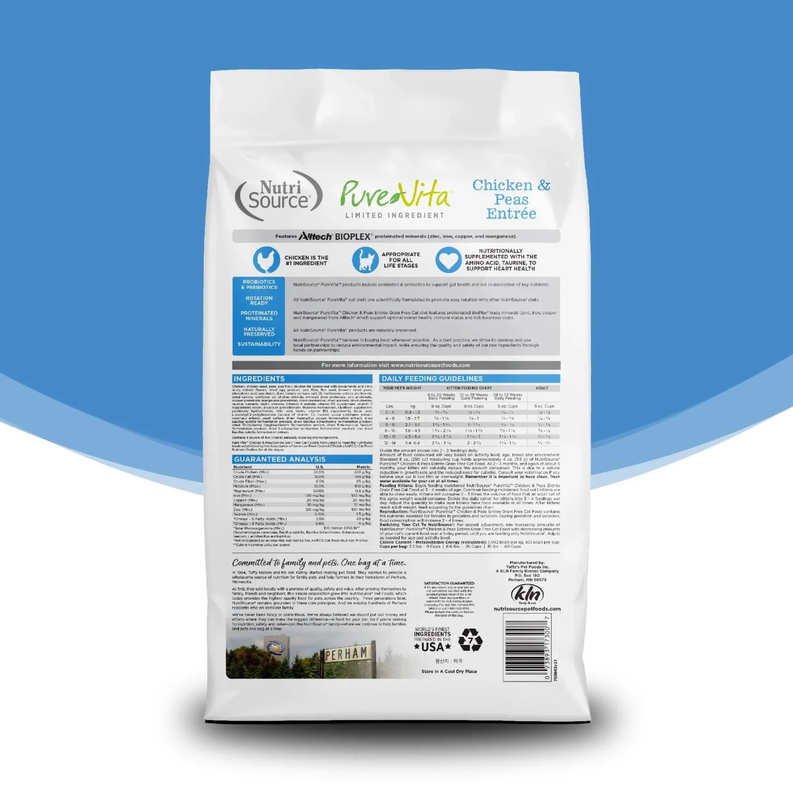 Nutrisource Pure Vita Grain Free Chicken & Peas Entrée (5 per bale) Dry Cat Food - 6.6 lb Bag - Image 2