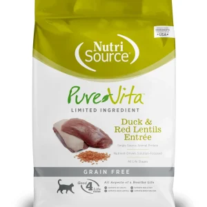 Nutrisource Pure Vita Grain Free Duck & Lentils (5 per bale) Dry Cat Food - 6.6 lb Bag