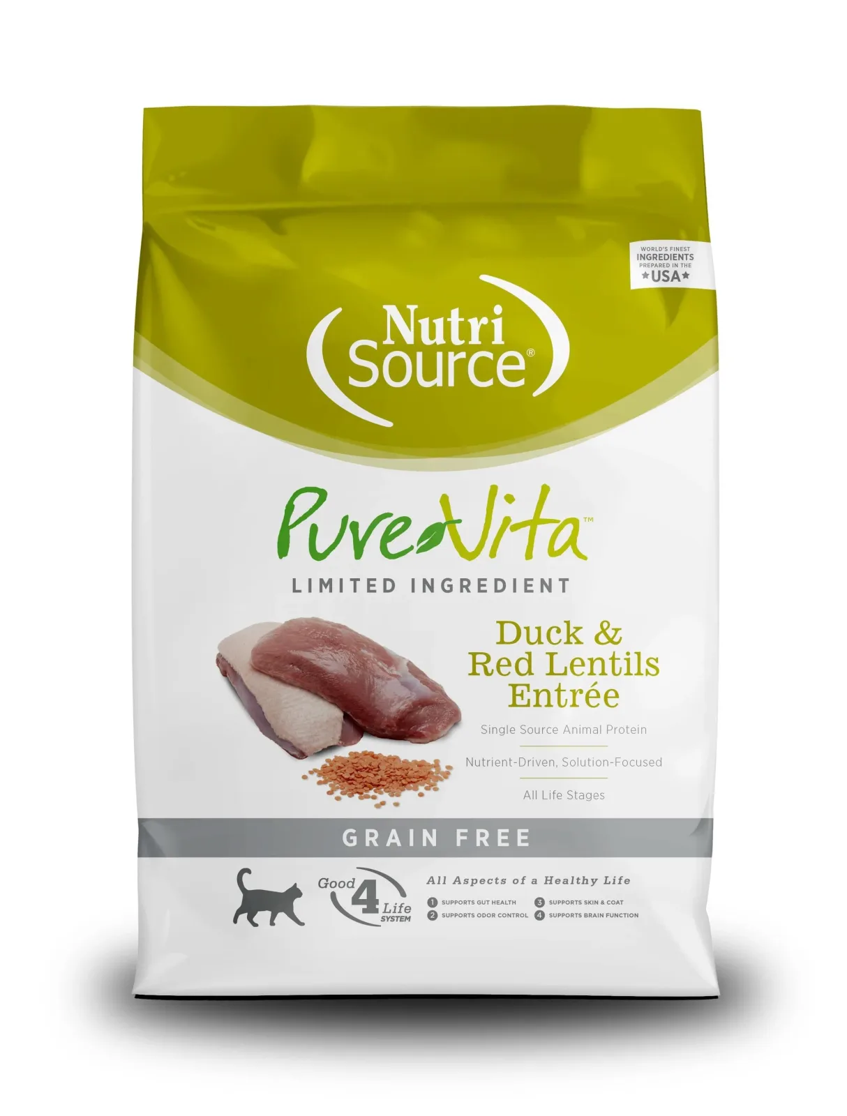 Nutrisource Pure Vita Grain Free Duck & Lentils Dry Cat Food - 12 lb Bag