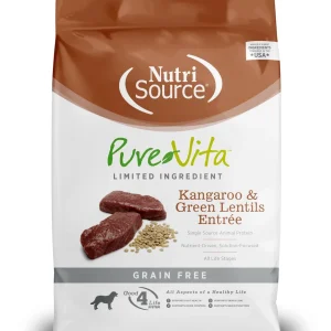 Nutrisource Pure Vita Grain Free Kangaroo & Lentil Dry Dog Food - 15 lb Bag