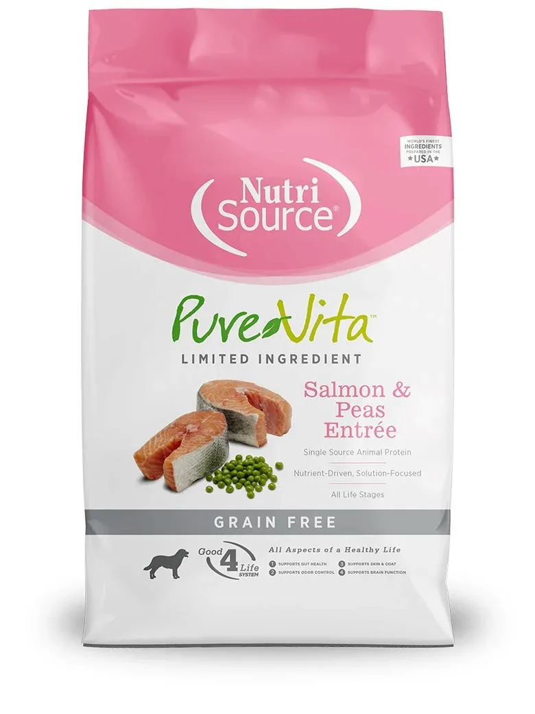 Nutrisource Pure Vita Grain-Free Salmon Entrée Tetra Packs Wet Dog Food - 12.5 oz - Case of 12