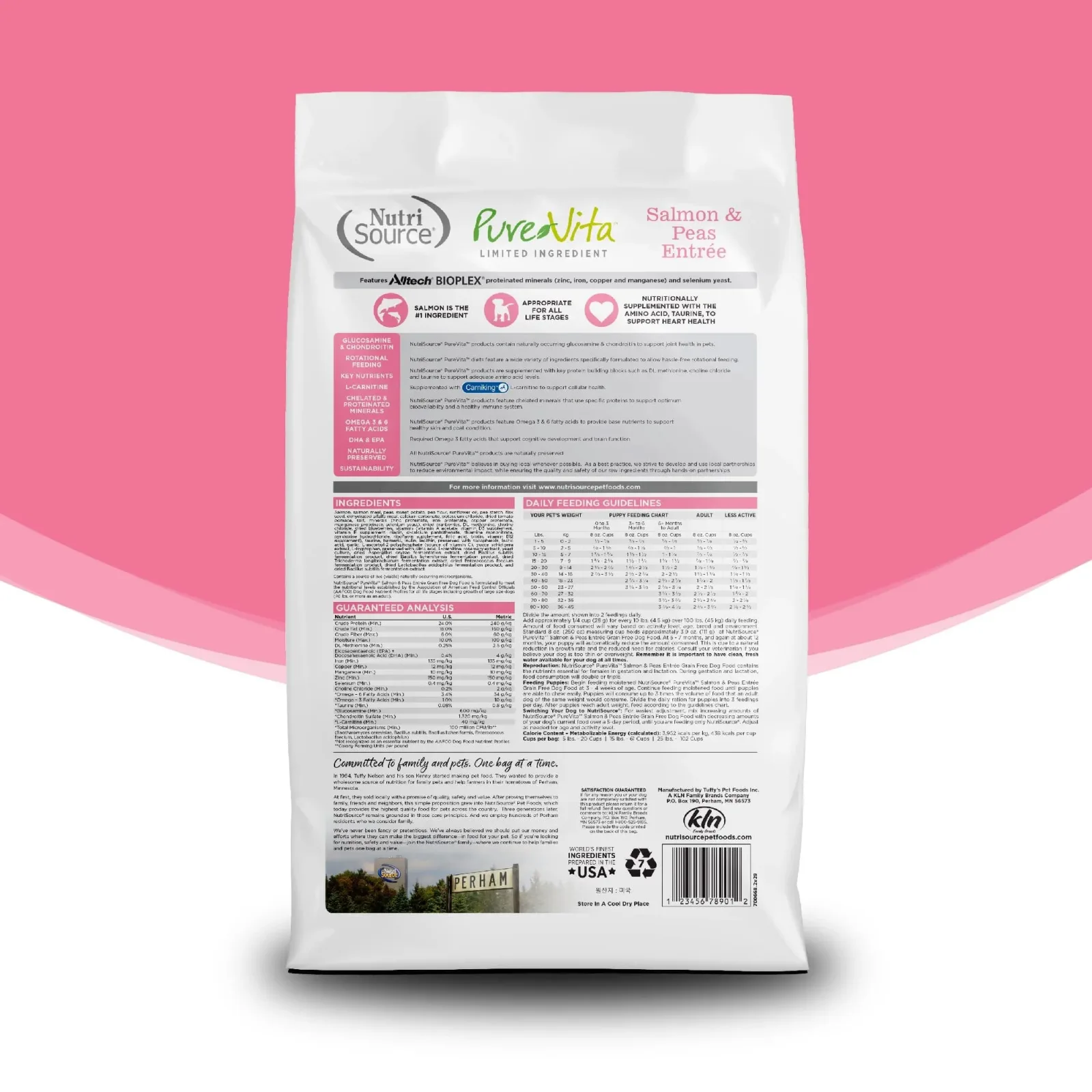 Nutrisource Pure Vita Grain Free Salmon & Peas Entrée (8 per bale) Dry Dog Food - 5 lb Bag - Image 2