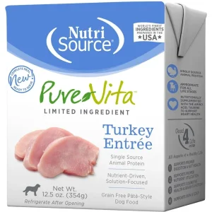 Nutrisource Pure Vita Grain-Free Turkey Entrée Tetra Packs Wet Dog Food - 12.5 oz - Case of 12