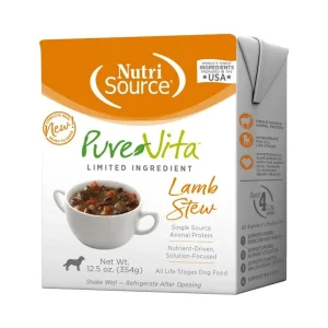 Nutrisource Pure Vita Lamb Stew Tetra Packs Wet Dog Food - 12.5 oz - Case of 12