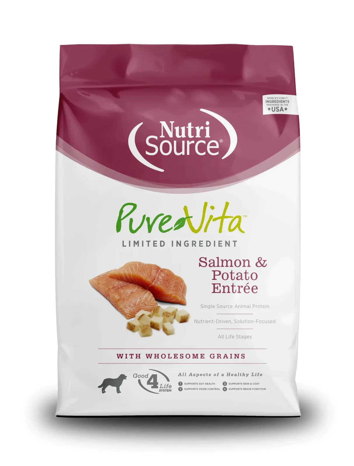 Nutrisource Pure Vita Salmon & Potato (8 per bale) Dry Dog Food - 5 lb Bag