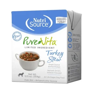 Nutrisource Pure Vita Turkey Stew Tetra Packs Wet Dog Food - 12.5 oz - Case of 12