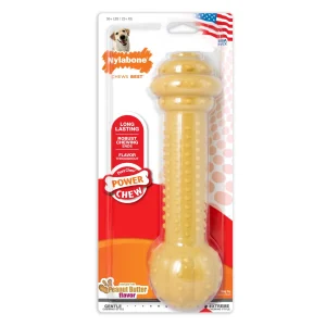 Nylabone Barbell Power Chew Durable Dog Toy Peanut Butter, XX-Large/Monster, 50 lb 1 ct