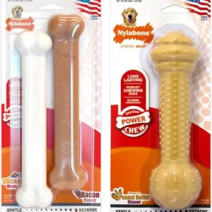 Nylabone Nylabone Power Chew Nylon Dog Bones Holiday Pack Beef Jerky and Chicken Large, 2-Pk