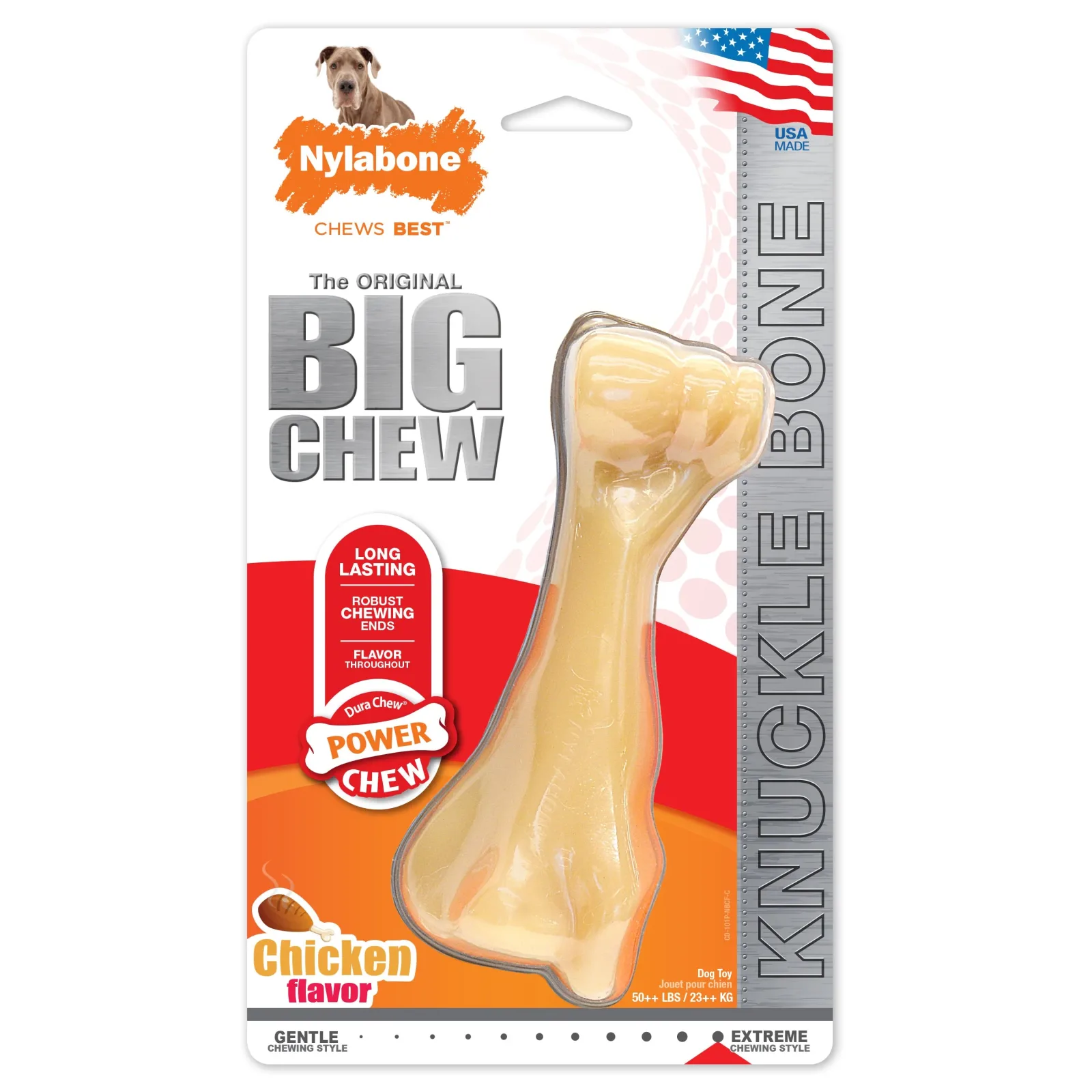 Nylabone Power Chew Femur Bone BIG Dog Chew Toy Chicken, XX-Large/Monster 50 lb. 1 ct