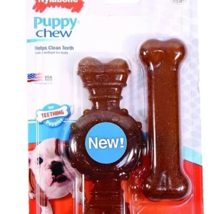 Nylabone Puppy Chew Wolf Twin Pack Ring/Flexi