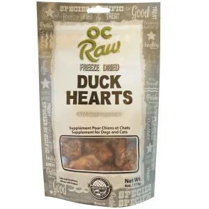 OC Raw Freeze-Dried Duck Hearts Dog Treats 4oz - Premium Freeze-Dried Duck Hearts Dog Treats