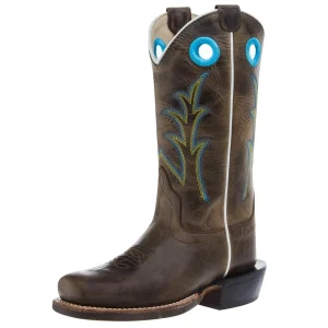 Old West Childrens Cactus Light Brown Cutter Toe with Rubber Outsole Boot