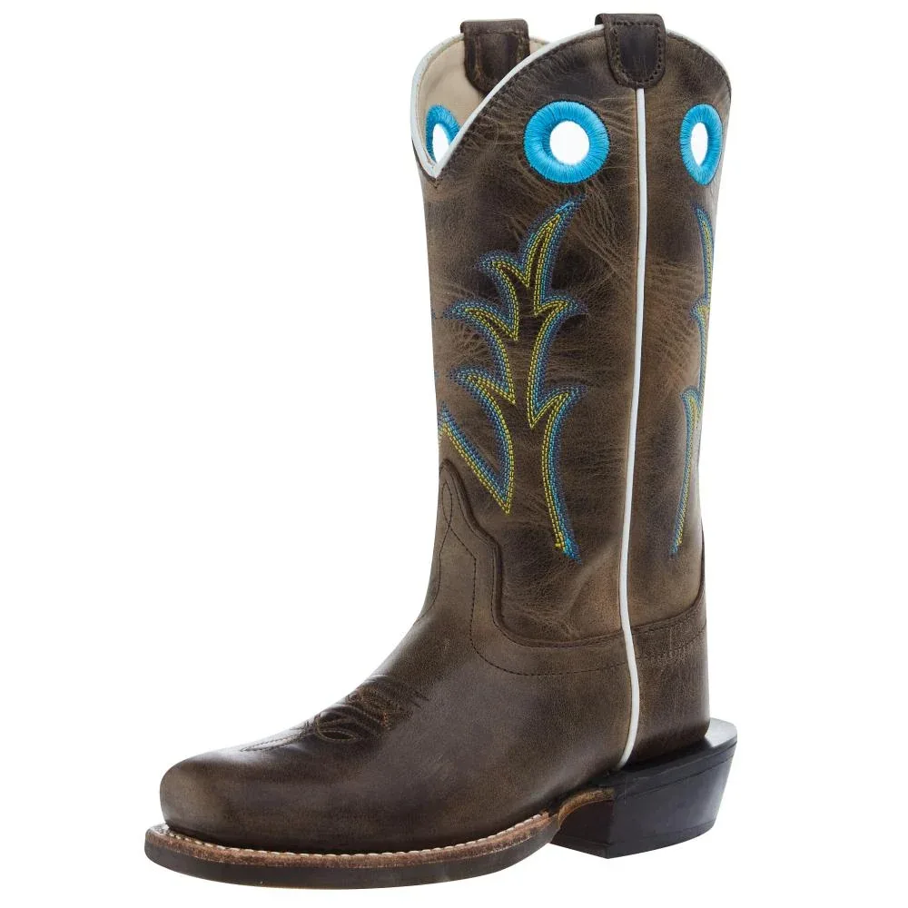 Old West Childrens Cactus Light Brown Cutter Toe with Rubber Outsole Boot