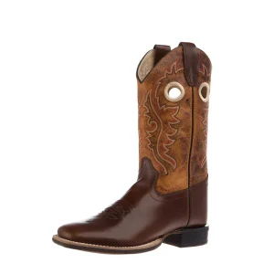 Old West Kid's Vintage Brown Square Toe Boot