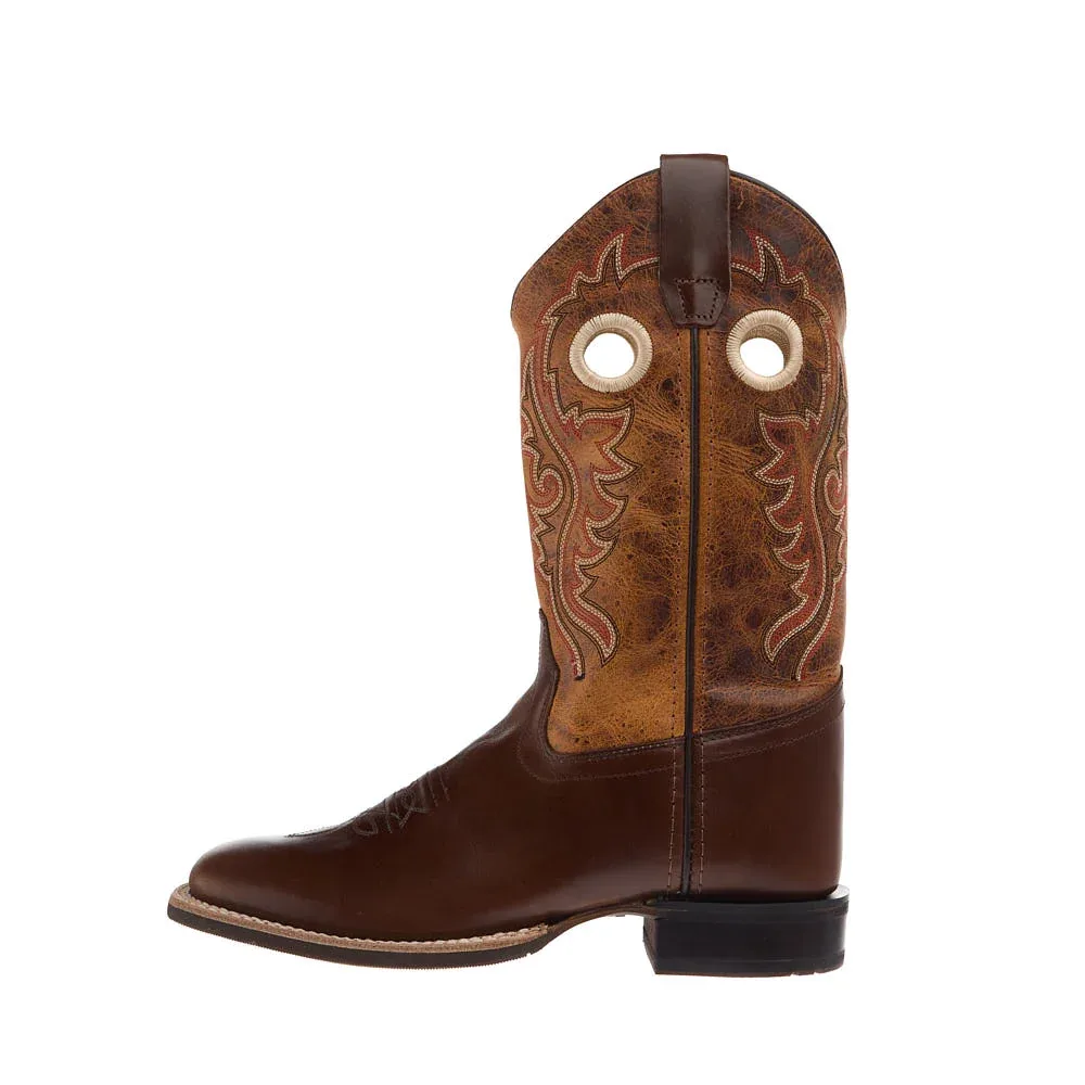 Old West Kid's Vintage Brown Square Toe Boot - Image 2
