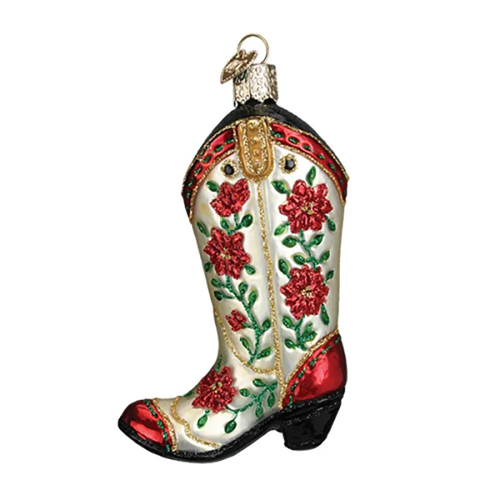 Old World Christmas Cowgirl Boot Ornament