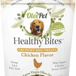 Olvipet Healthy Bites Olive Oil Based Crunchy Dog Biscuit Treats - 6 oz