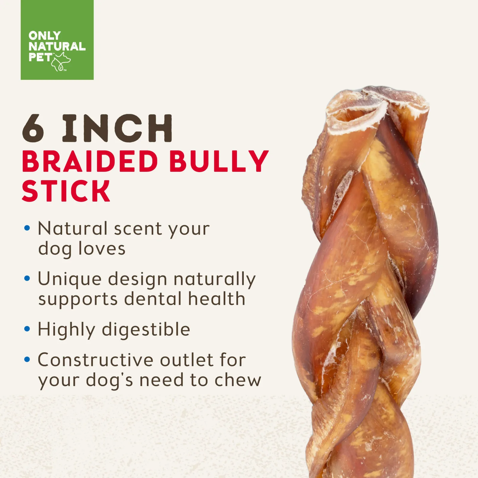 Only Natural Pet Braided Bully Sticks for Dogs - Image 2
