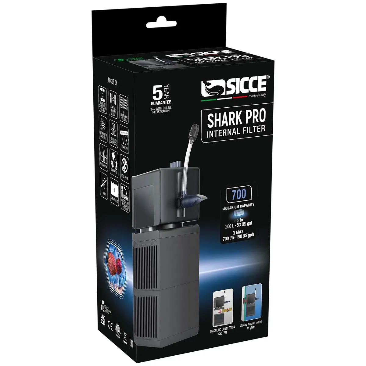 (OPEN BOX) SHARK PRO 700 Internal Filter (185 gph) - Sicce