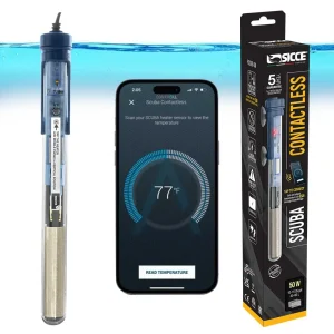 (OPEN BOX) SICCE Scuba 50 Watt Contactless App Adjustable Aquarium Fish Tank Heater Smartphone Controlled via NFC